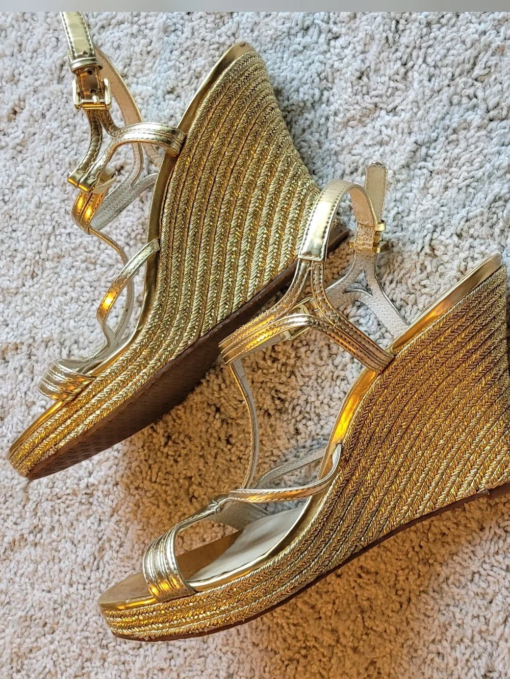 Michael Kors Lovely Gold wedges Very Good Condition Size  7 1/2